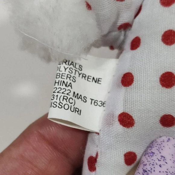 Vintage White Red Polka Dot Mini Teddy Bear Plush Stuffed Animal Toy Christmas - Picture 4 of 4